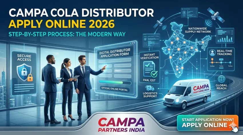 Campa Cola Distributor Apply Online 2026: Official digital application process, instant verification, and real-time tracking by Campa Partners India.