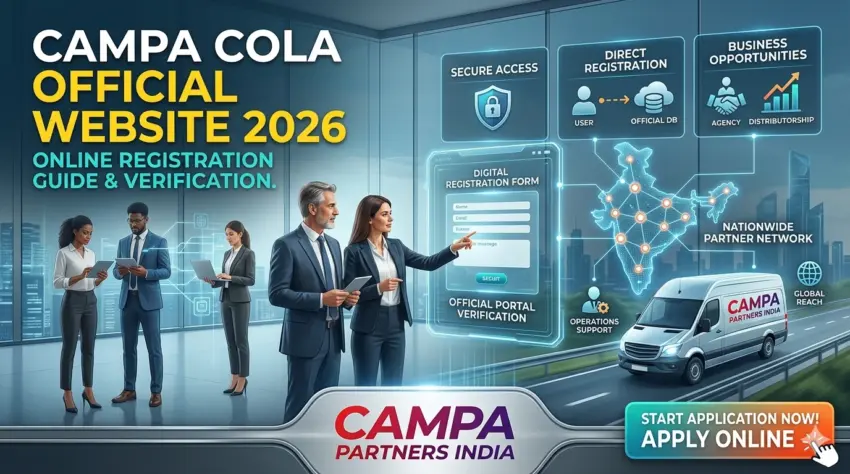 Campa Cola official website 2026: Official online registration guide and portal verification banner by Campa Partners India.