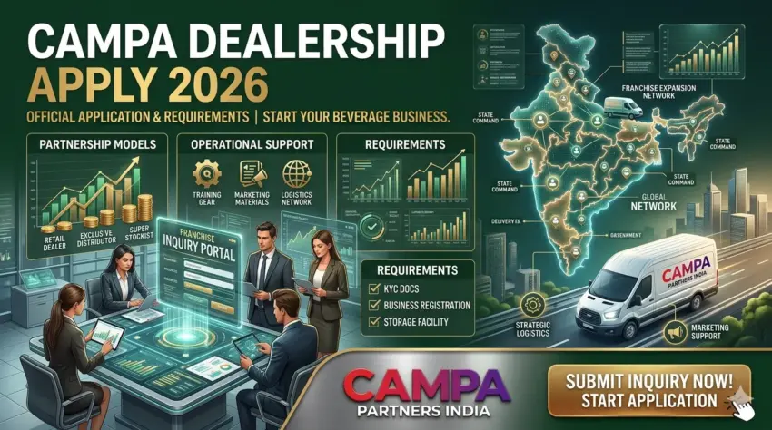 Campa Dealership Apply 2026: Official application process, required documents, and investment models presented by Campa Partners India.
